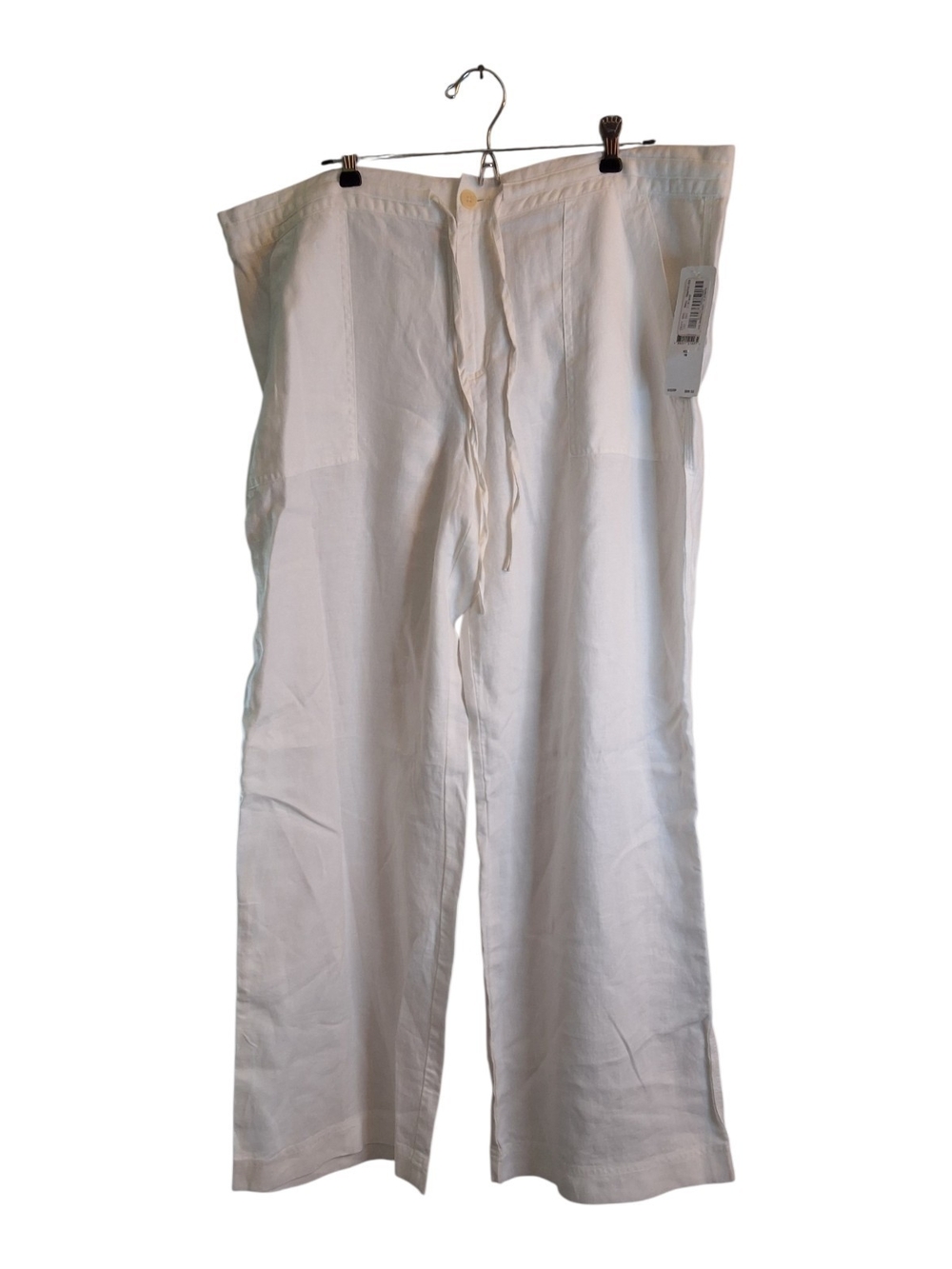 NWT Ralph Lauren White Linen Wide Leg Drawstring Pants Sz 16